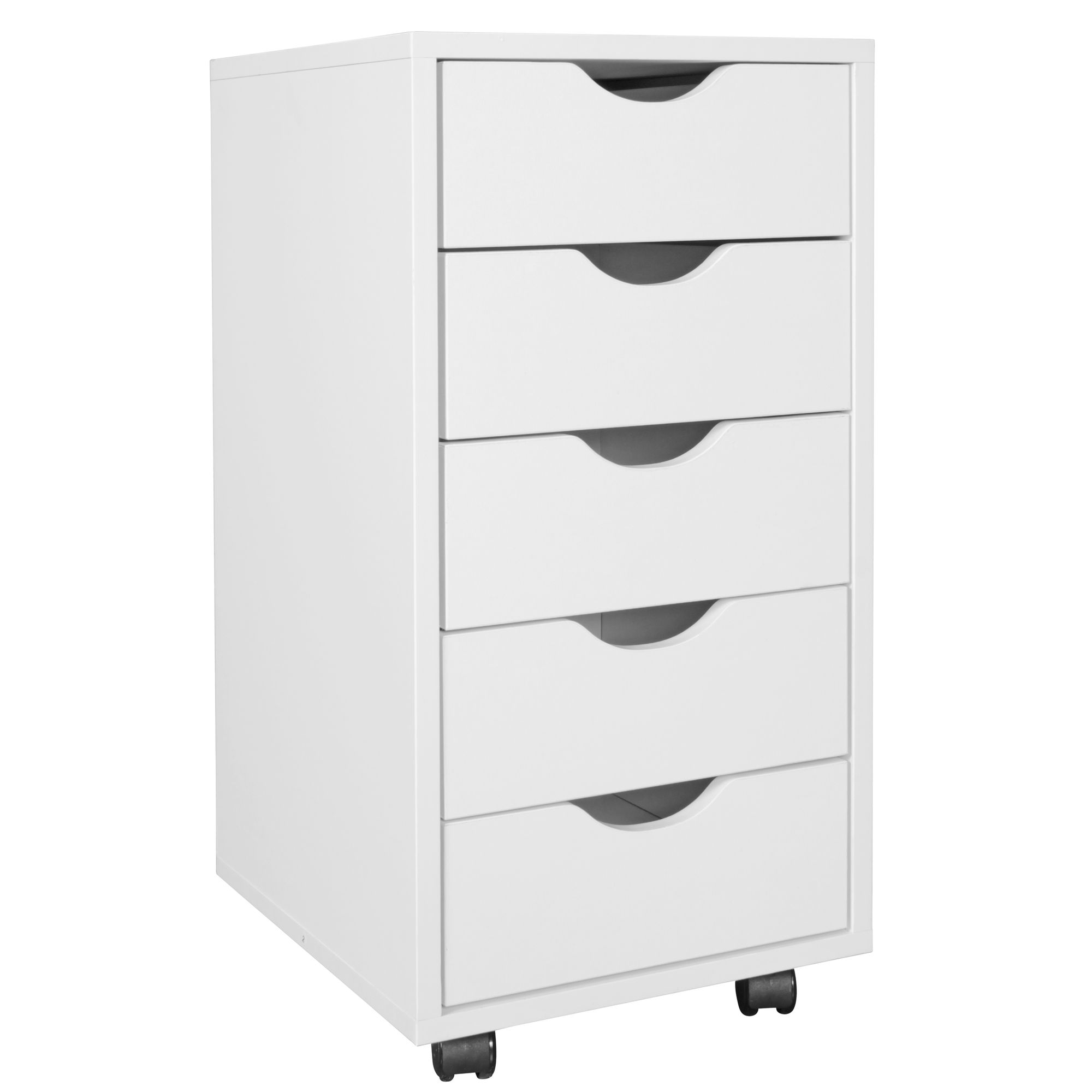 FineBuy Kinder Rollcontainer 33 x 64 x 38 cm Holz 5 Schubladen, Moderner Schubladencontainer mit Rollen, Standcontainer Bürocontainer, Rollwagen Kinderzimmer, Container Aufbewahrungsschrank | Farbe: Grau