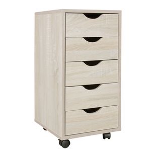 FineBuy Kinder Rollcontainer 33 x 64 x 38 cm Holz 5 Schubladen, Moderner Schubladencontainer mit Rollen, Standcontainer Bürocontainer, Rollwagen Kinderzimmer, Container Aufbewahrungsschrank 11781
