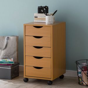 FineBuy Kinder Rollcontainer 33 x 64 x 38 cm Holz 5 Schubladen, Moderner Schubladencontainer mit Rollen, Standcontainer Bürocontainer, Rollwagen Kinderzimmer, Container Aufbewahrungsschrank 11781
