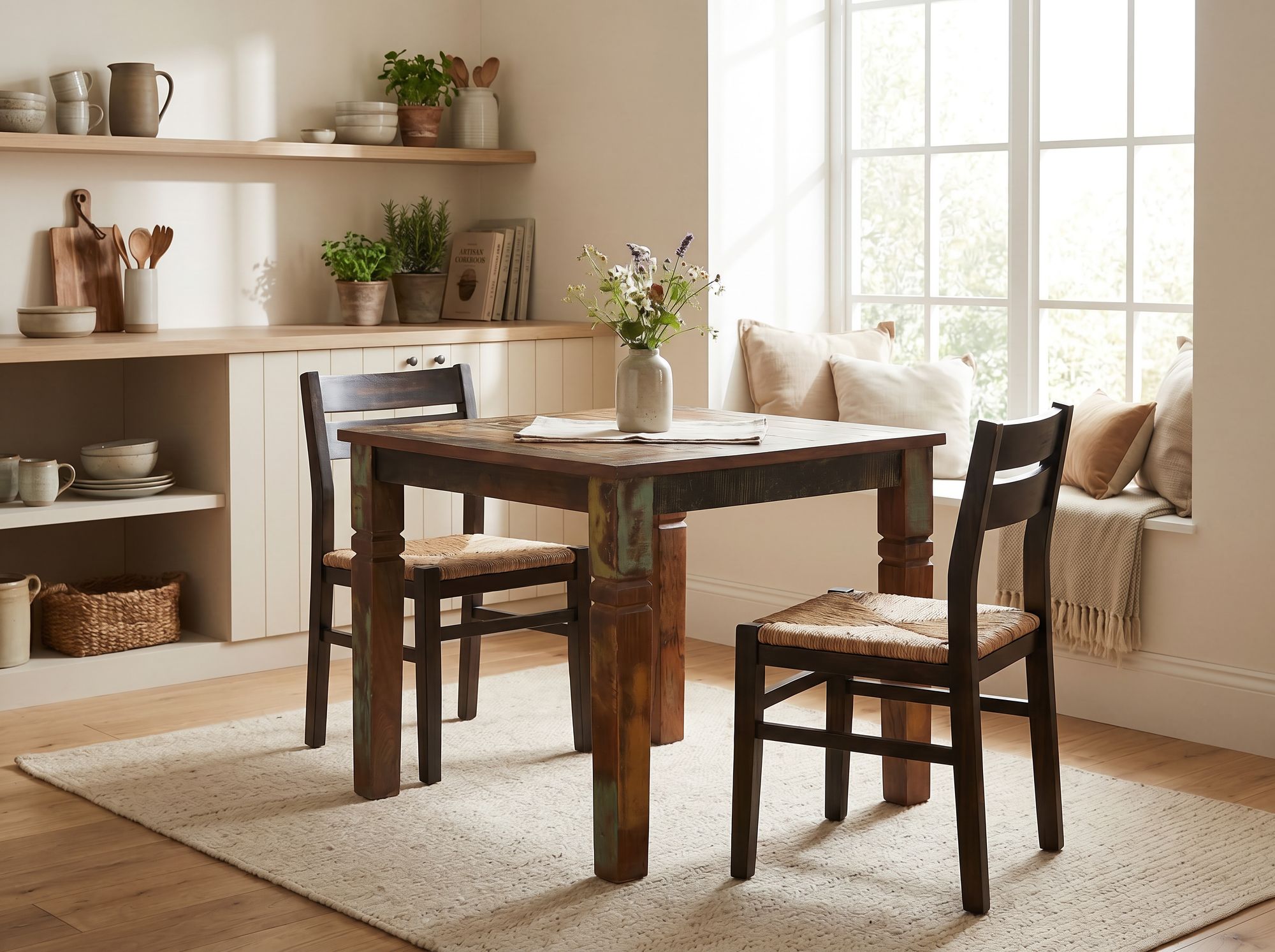 Esstisch quadratisch 80cm Massivholz Shabby Tisch Esszimmertisch Küchentisch – Ansicht 2