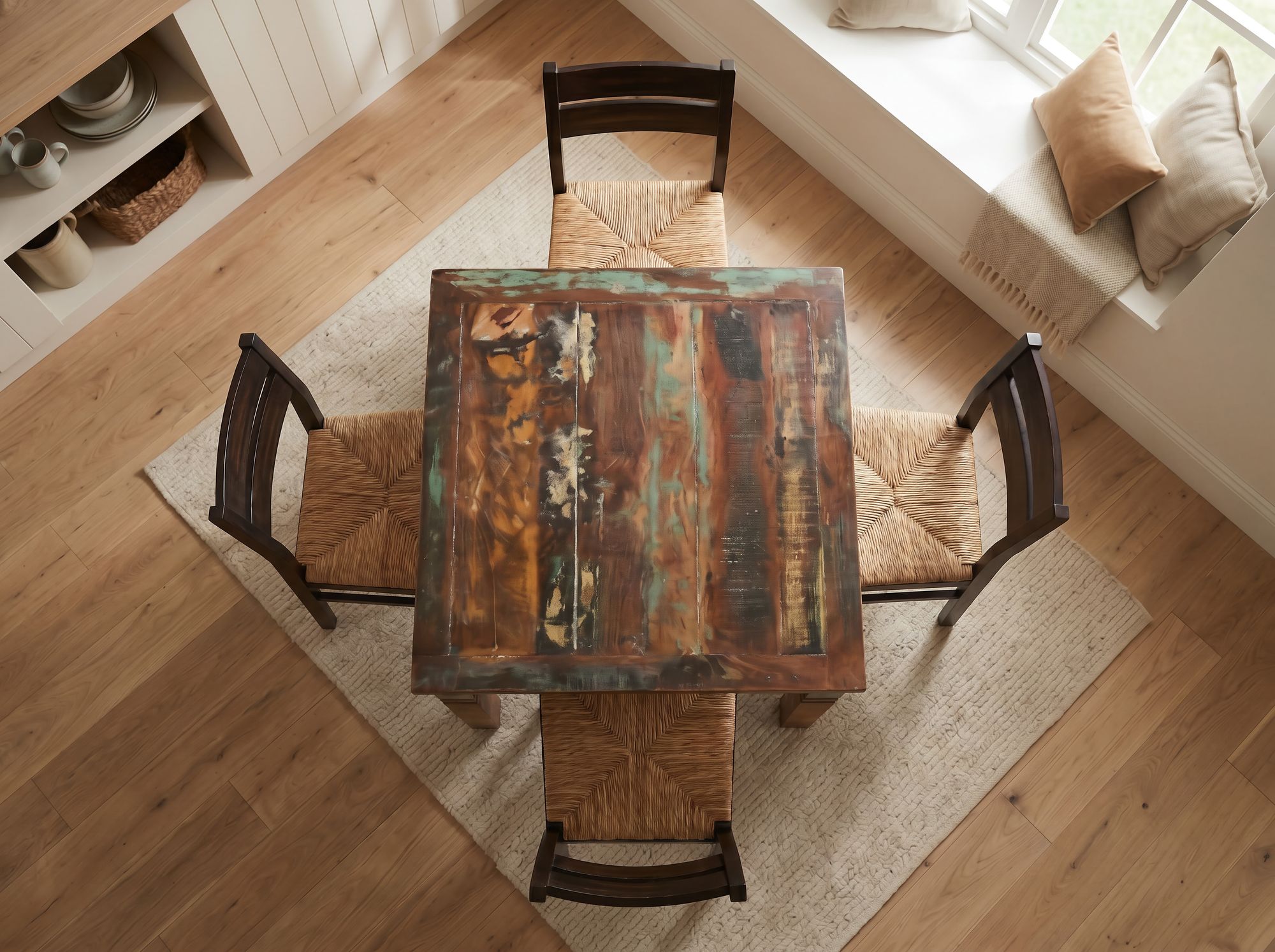 Esstisch quadratisch 80cm Massivholz Shabby Tisch Esszimmertisch Küchentisch – Ansicht 4