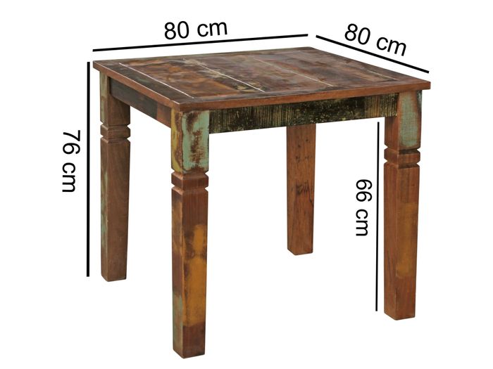 Esstisch quadratisch 80cm Massivholz Shabby Tisch Esszimmertisch Küchentisch – Maßzeichnung