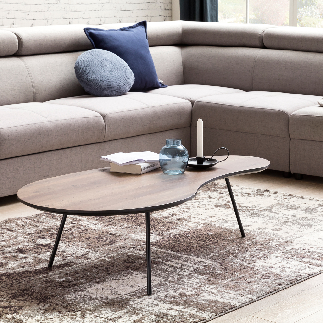 design couchtische moderne wohnzimmer, finebuy design couchtisch elma nieren-form mdf holz walnuss schwarz, Möbel ideen