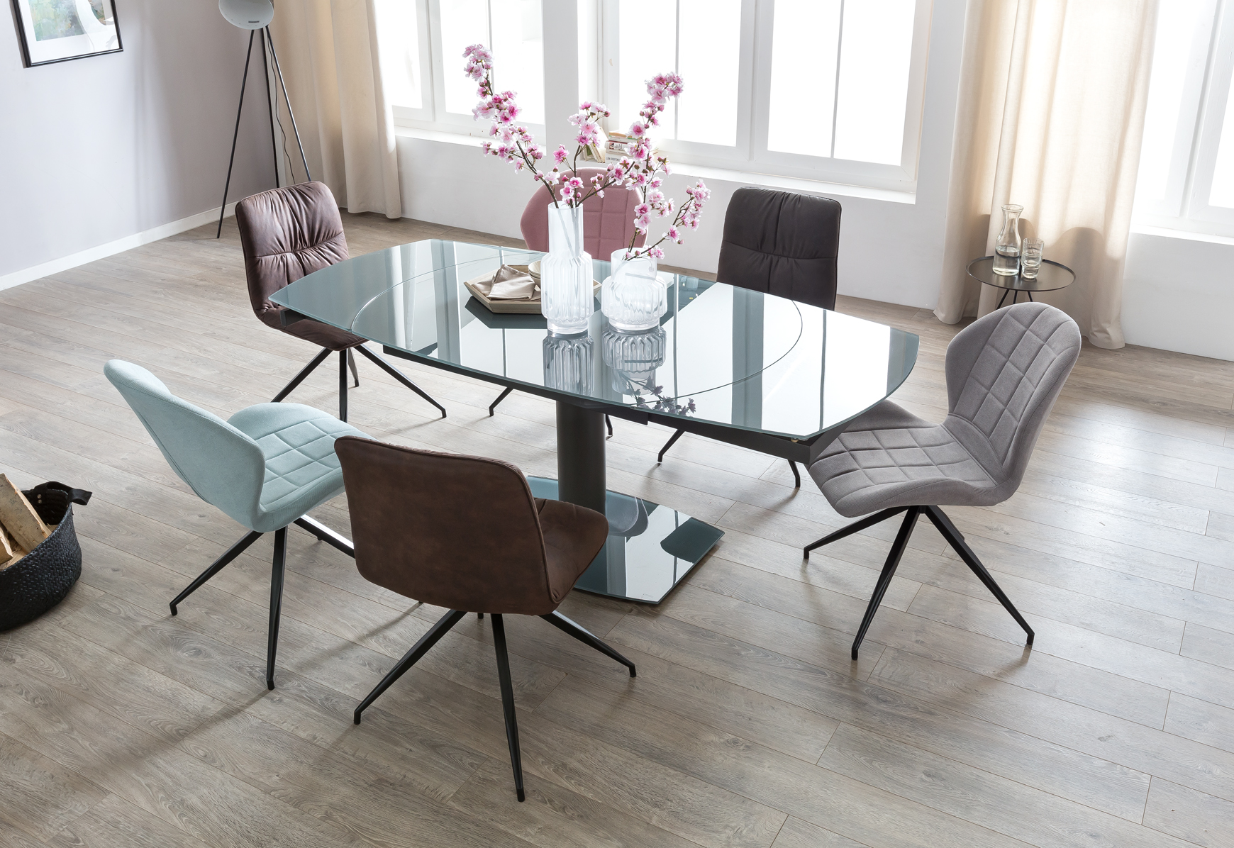 Esszimmertisch 120 - 180 cm ausziehbar Küchentisch Esstisch Metall Glas