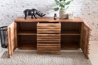 Massivholz Sideboard 160 Akazie Natur Kommode mit 2 Türen & 3 Schubladen Design Front – Ansicht 4