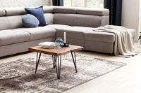 Couchtisch Baumkante 56x38x51 cm Sheesham Massivholz Metallbeine Wohnzimmertisch – Ansicht 2