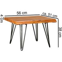 Couchtisch Baumkante 56x38x51 cm Sheesham Massivholz Metallbeine Wohnzimmertisch – Ansicht 3