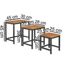 3er Set Beistelltisch Sheesham Satztisch Massivholz Couchtisch Metallbeine – Ansicht 3