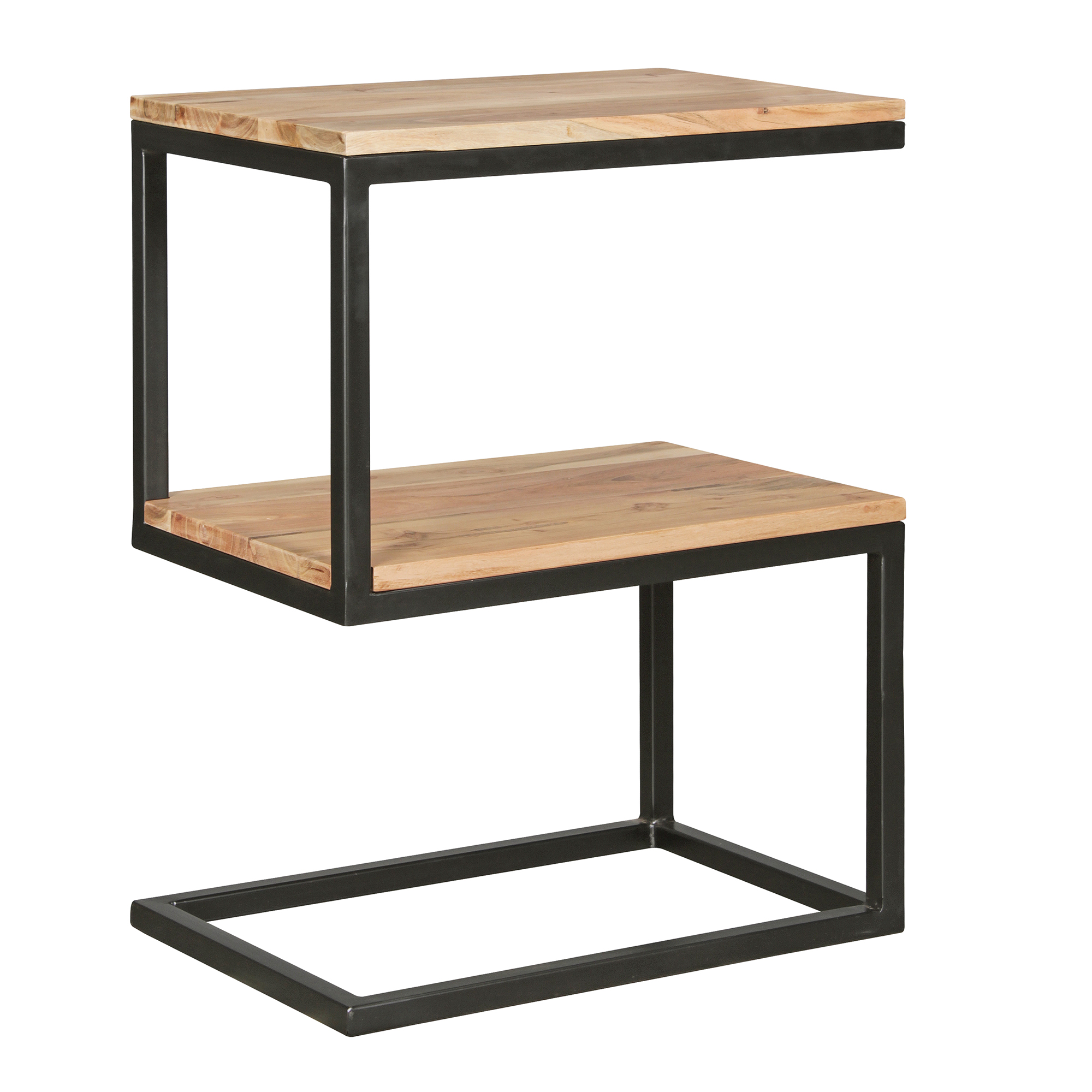 FineBuy Beistelltisch S-Form Massivholz / Metall 45 x 60 x 30 cm, Design Wohnzimmertisch Landhaus-Stil, Anstelltisch Ablagetisch eckig | Farbe: Braun FineBuy Beistelltisch S-Form Massivholz / Metall 45 x 60 x 30 cm, Design Wohnzimmertisch Landhaus-Stil, Anstelltisch Ablagetisch eckig | Farbe: Braun