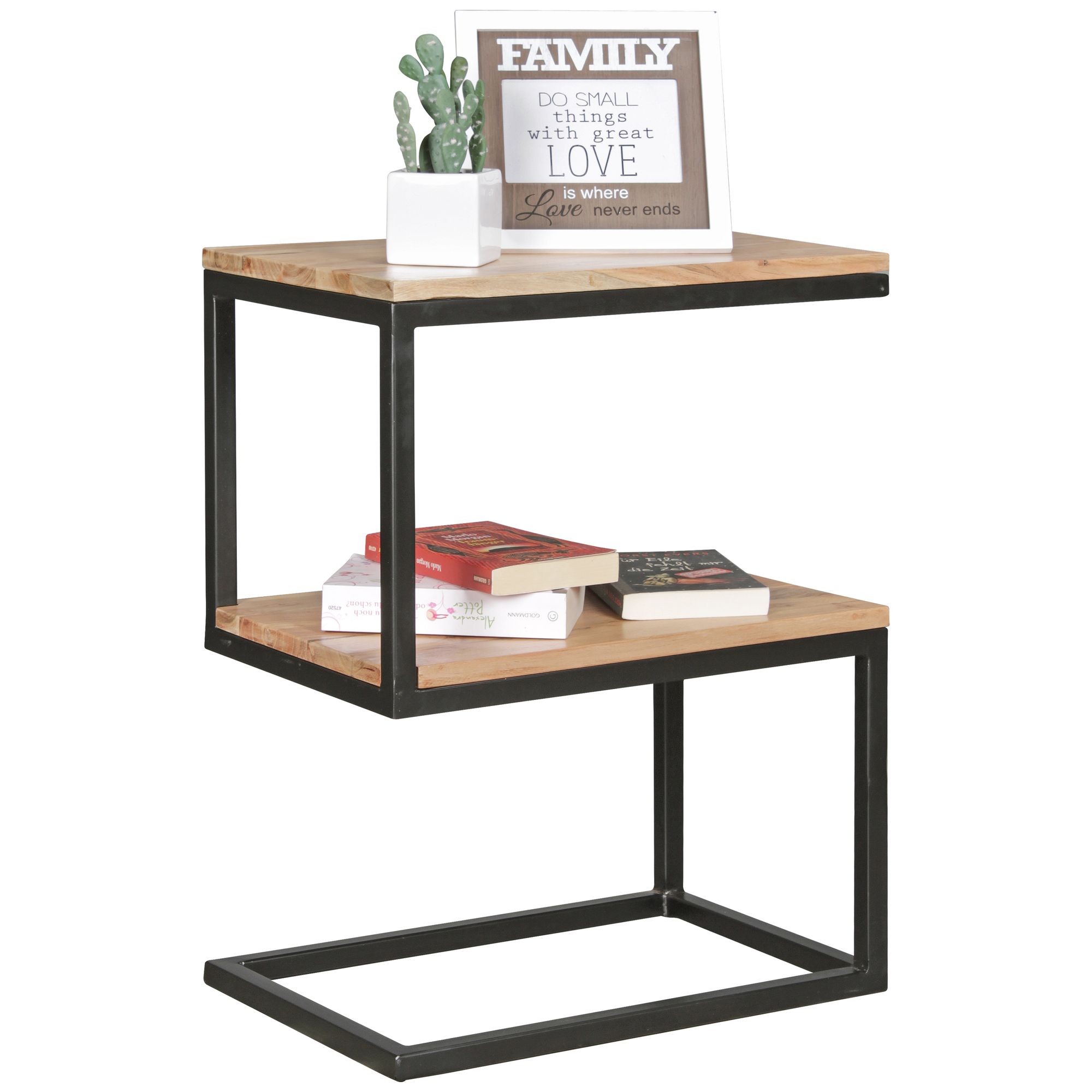 FineBuy Beistelltisch S-Form Massivholz / Metall 45 x 60 x 30 cm, Design Wohnzimmertisch Landhaus-Stil, Anstelltisch Ablagetisch eckig | Farbe: Braun FineBuy Beistelltisch S-Form Massivholz / Metall 45 x 60 x 30 cm, Design Wohnzimmertisch Landhaus-Stil, Anstelltisch Ablagetisch eckig | Farbe: Braun