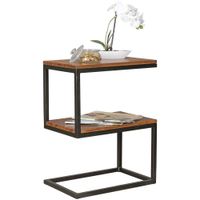 Beistelltisch S-Form Massivholz Metall Wohnzimmertisch Anstelltisch Landhaus – Ansicht 6