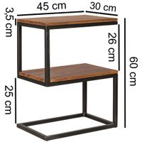 Beistelltisch S-Form Massivholz Metall Wohnzimmertisch Anstelltisch Landhaus – Ansicht 2