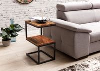 Beistelltisch S-Form Massivholz Metall Wohnzimmertisch Anstelltisch Landhaus – Ansicht 3