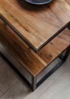 Beistelltisch S-Form Massivholz Metall Wohnzimmertisch Anstelltisch Landhaus – Ansicht 5