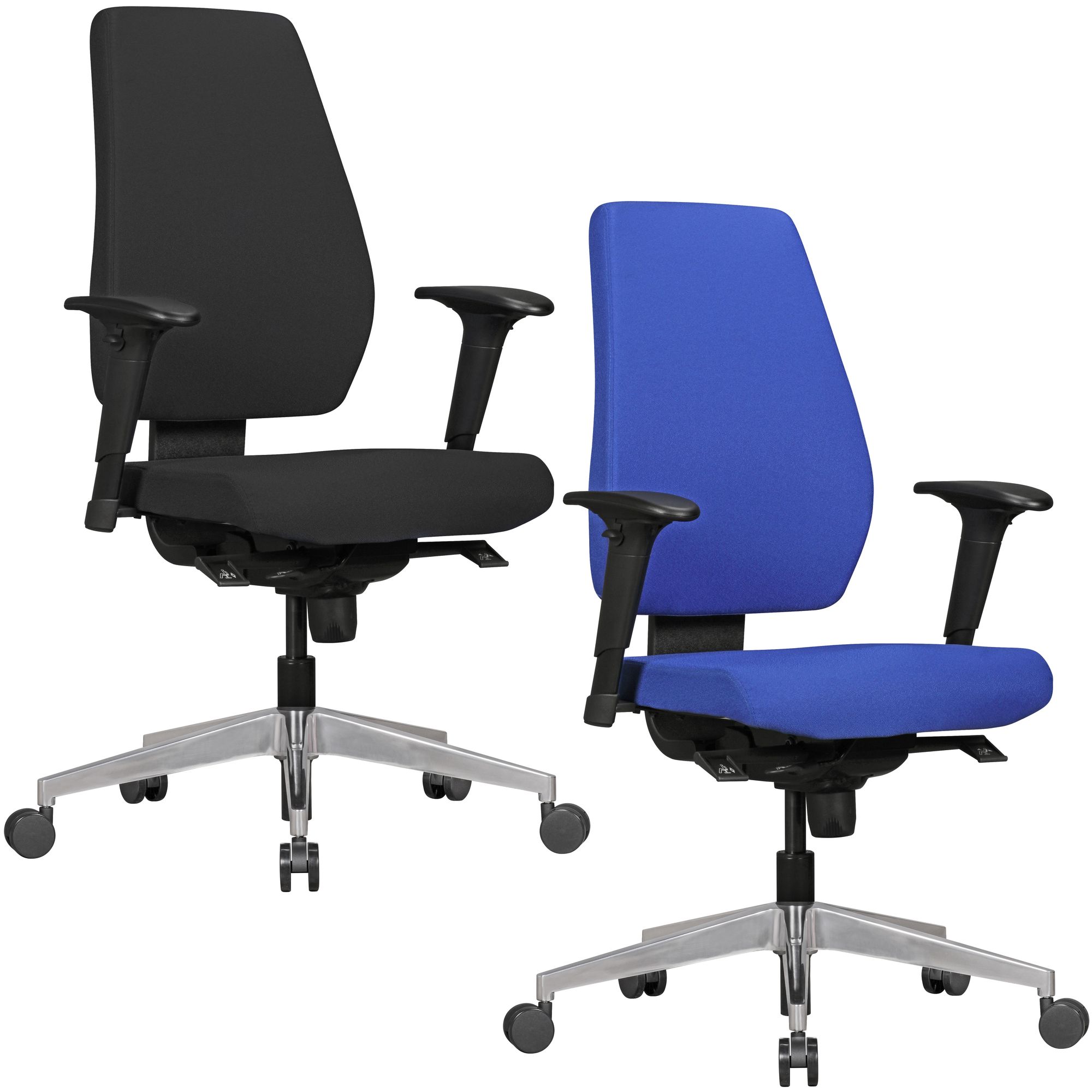 of 2 günstig Kaufen-FineBuy Bürostuhl DARIUS mit Stoff-Bezug, Design Schreibtisch-Stuhl mit Synchromechanik & Armlehnen, Drehstuhl Drehsessel ergonomisch 120 kg. FineBuy Bürostuhl DARIUS mit Stoff-Bezug, Design Schreibtisch-Stuhl mit Synchromechanik & Armle