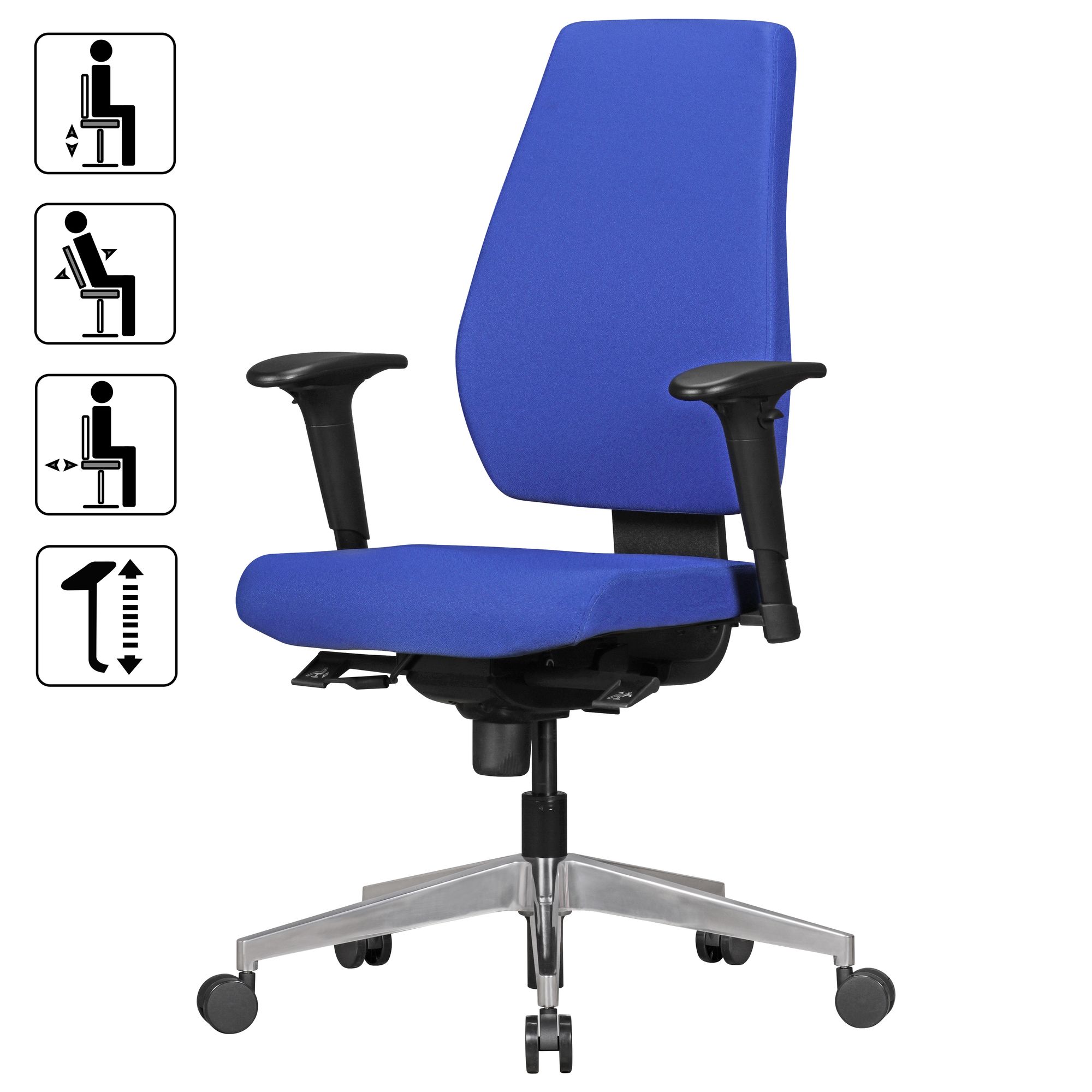 FineBuy Bürostuhl DARIUS mit Stoff-Bezug, Design Schreibtisch-Stuhl mit Synchromechanik & Armlehnen, Drehstuhl Drehsessel ergonomisch 120 kg | Farbe: Schwarz