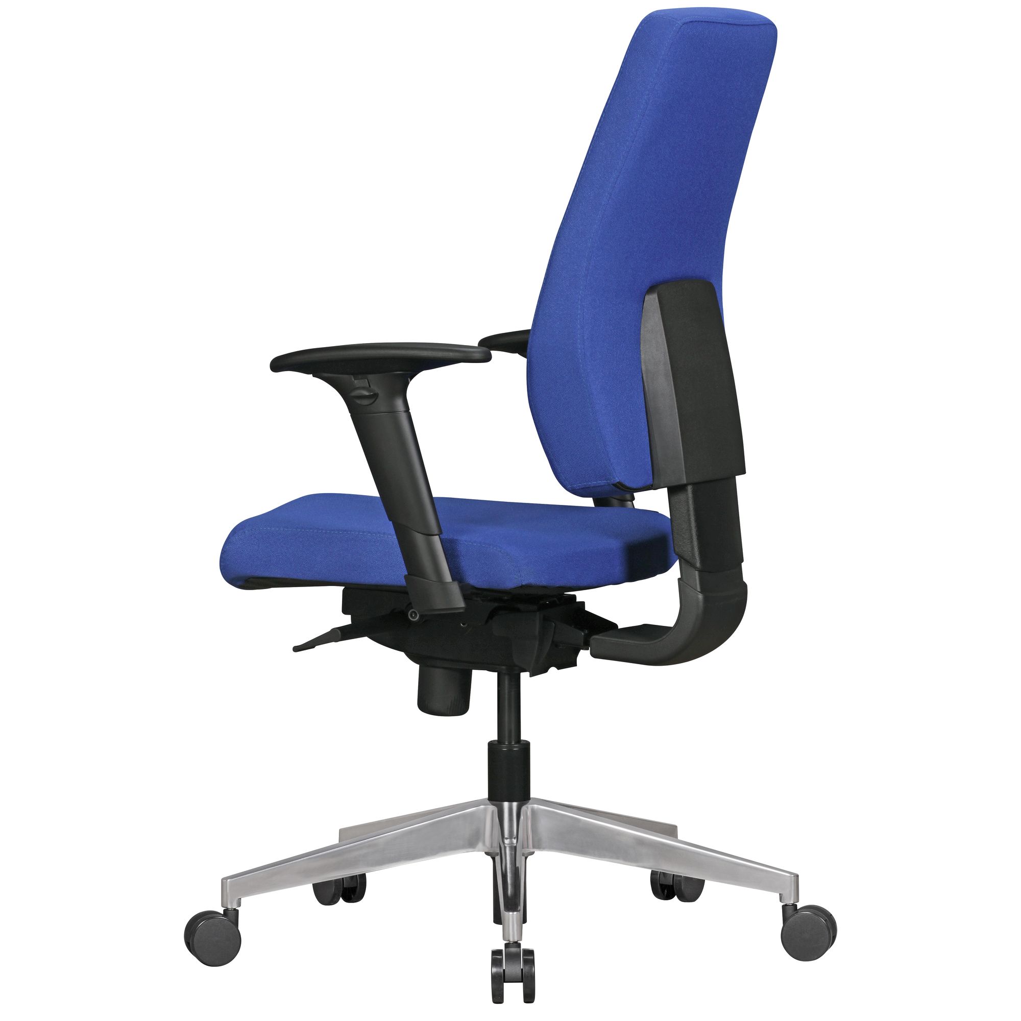 FineBuy Bürostuhl DARIUS mit Stoff-Bezug, Design Schreibtisch-Stuhl mit Synchromechanik & Armlehnen, Drehstuhl Drehsessel ergonomisch 120 kg | Farbe: Schwarz