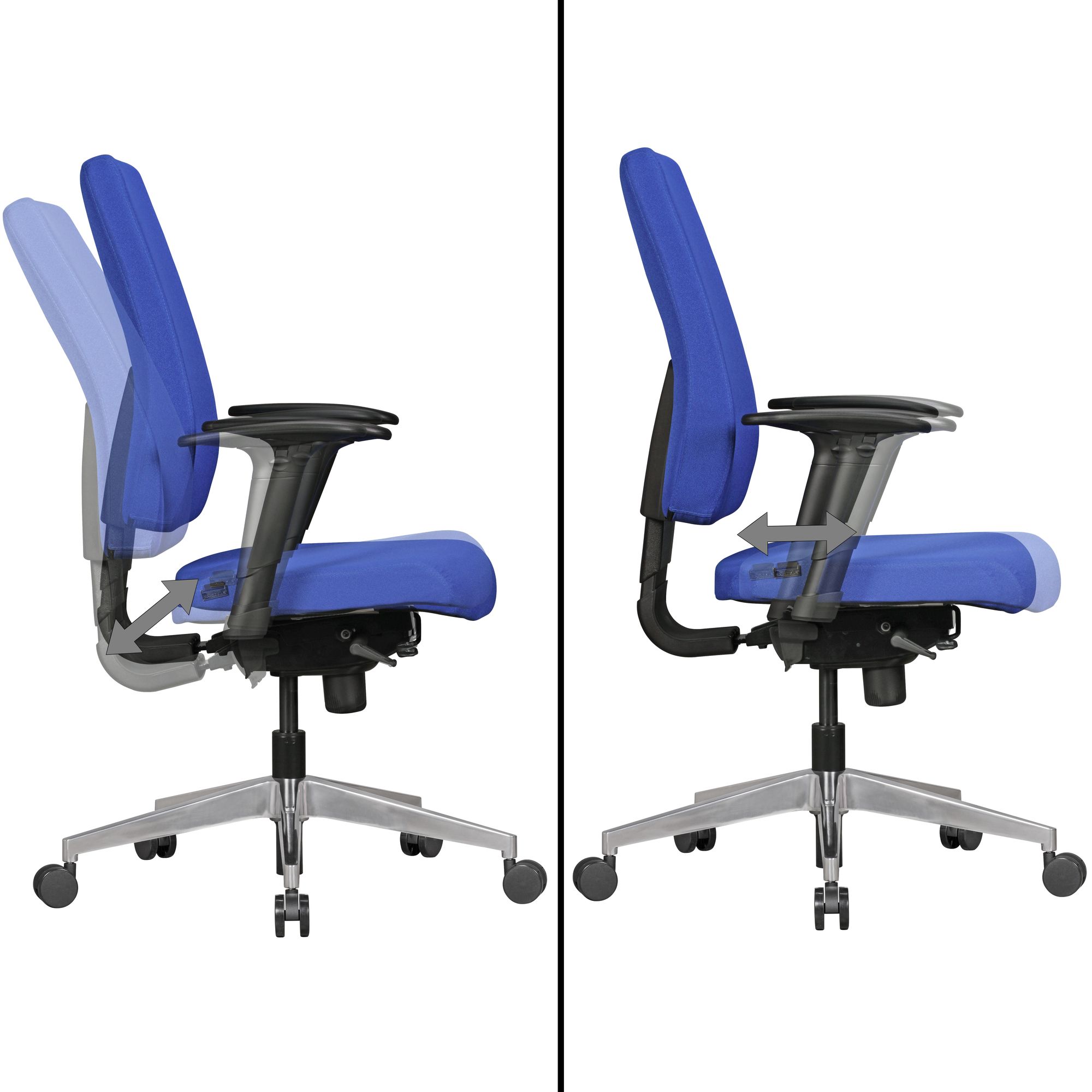 FineBuy Bürostuhl DARIUS mit Stoff-Bezug, Design Schreibtisch-Stuhl mit Synchromechanik & Armlehnen, Drehstuhl Drehsessel ergonomisch 120 kg | Farbe: Schwarz