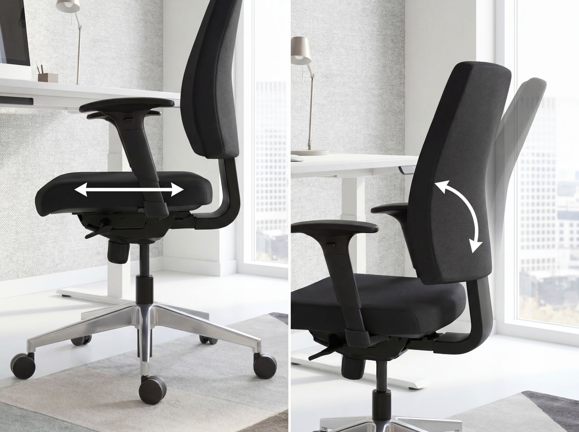 Bürostuhl DARIUS Schreibtischstuhl Stoffbezug Drehstuhl Drehsessel ergonomisch – Ansicht 4