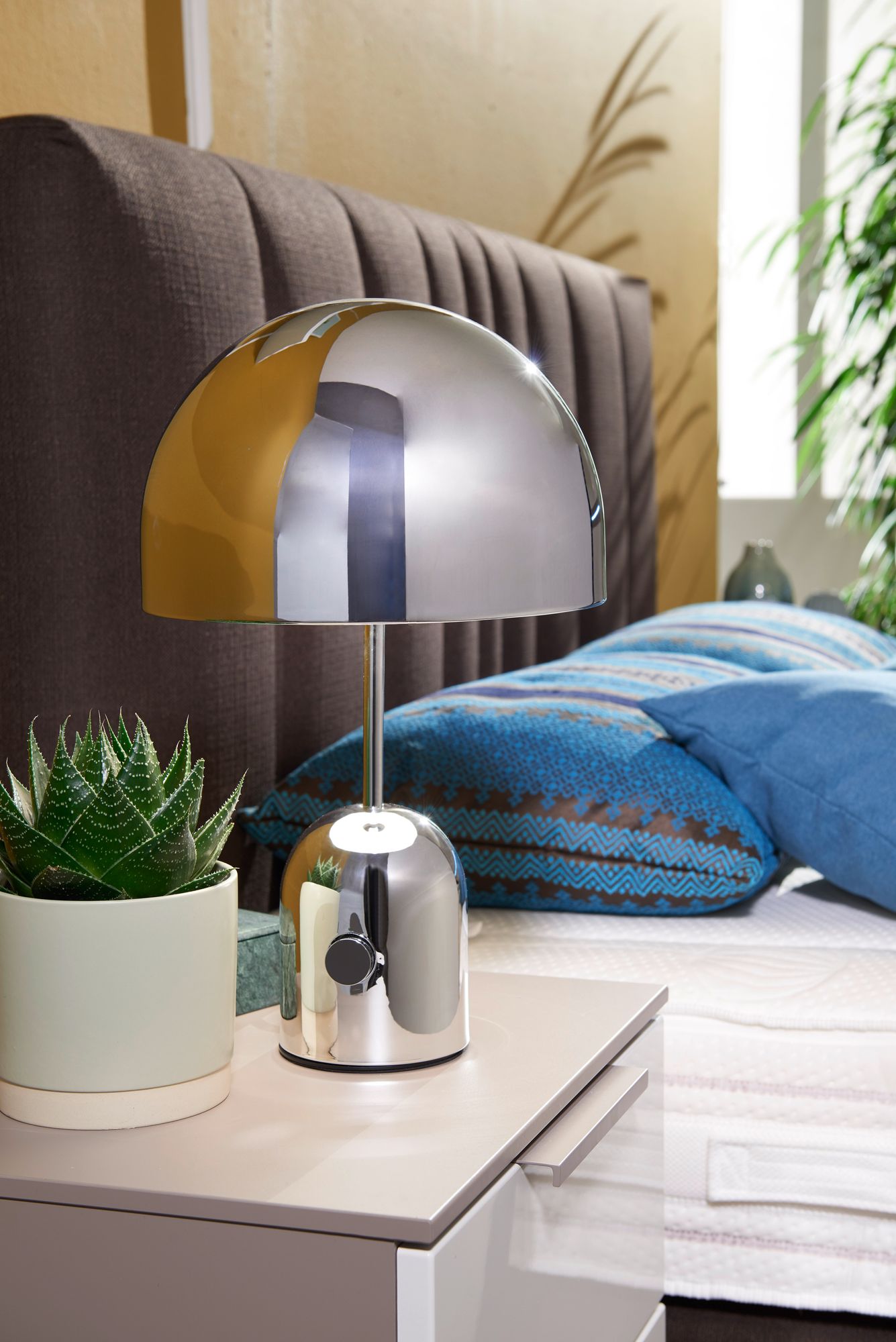 Tischlampe Lampe Design Nachttischleuchte Tischleuchte Chrom Leseleuchte Leuchte