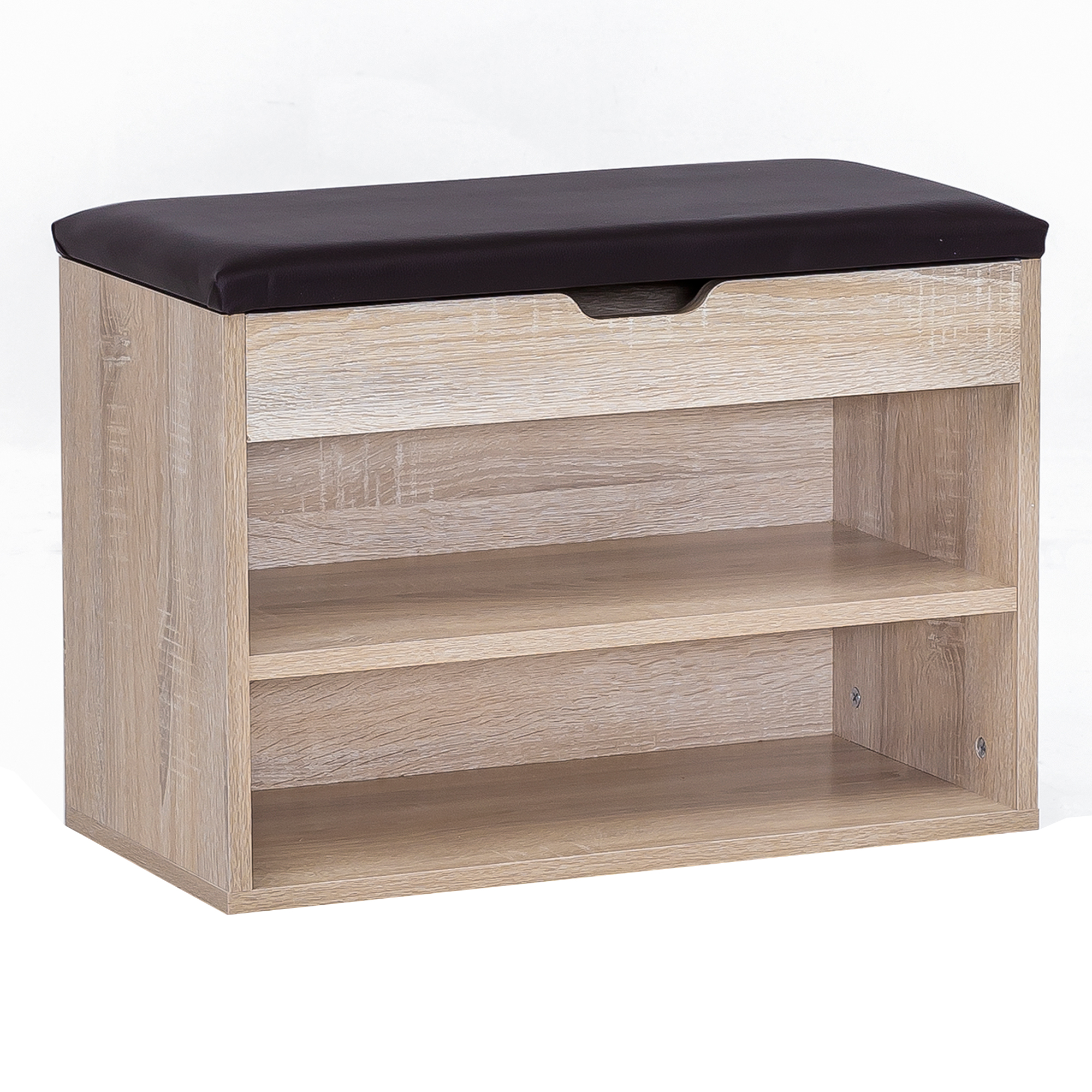 FineBuy Schuhbank mit Sitzfläche Garderoben-Bank Holz 60 x 40 x 30 cm, Holzbank klein gepolstert, Sitzbank schmal Flur mit Stauraum, Truhenbank Schuhtruhe Flurmöbel | Farbe: Weiß
