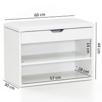 Schuhregal mit Klappdeckel und gepolstertem Sitz 60x30x40 cm Schuhbank Flurbank Garderobenbank – Ansicht 2