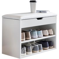 Schuhregal mit Klappdeckel und gepolstertem Sitz 60x30x40 cm Schuhbank Flurbank Garderobenbank – Ansicht 6
