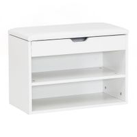 Schuhregal mit Klappdeckel und gepolstertem Sitz 60x30x40 cm Schuhbank Flurbank Garderobenbank – Ansicht 6
