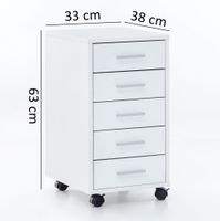 Rollcontainer Holz Rollen Standcontainer 33x63x38cm Schreibtischcontainer – Ansicht 2