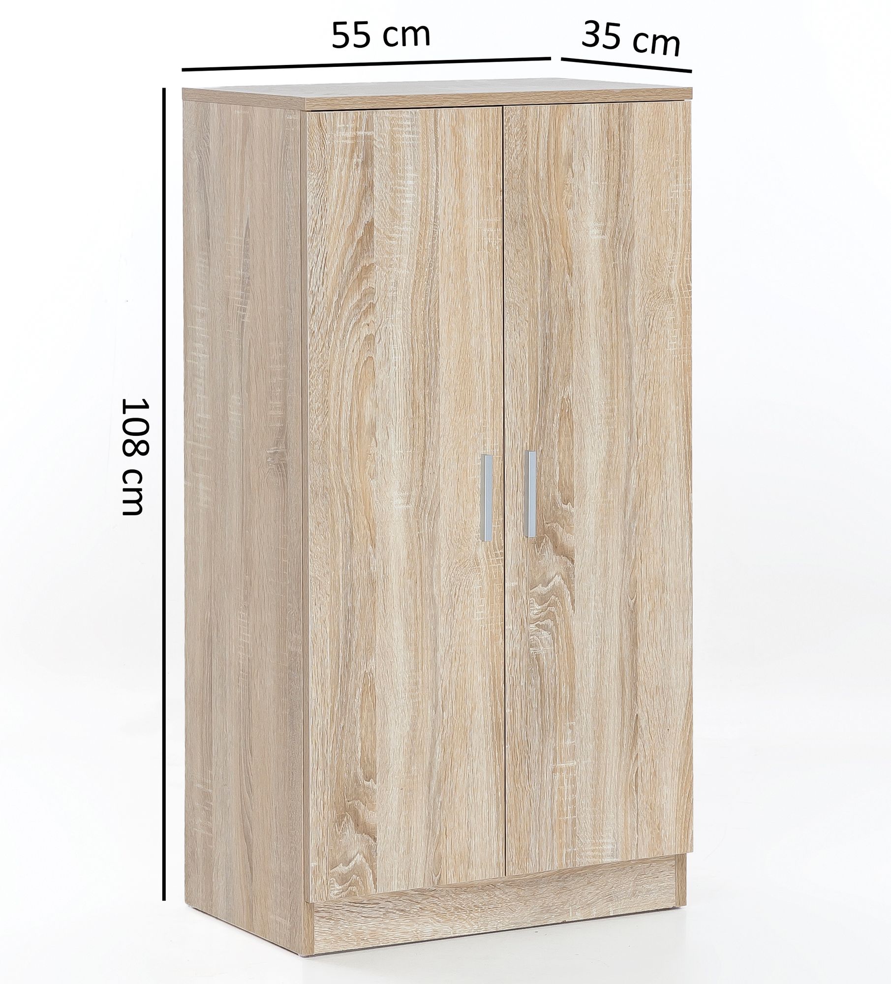 FineBuy Schuhschrank 7 Fächer für 14 Paar Schuhe 55 x 108 x 35 cm, Schuhkommode 2 Türen, Schuhregal Schrank Schuhständer Schuhe | Farbe: Weiß