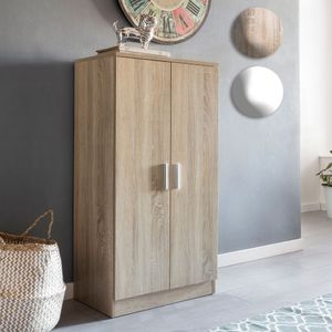 FineBuy Schuhschrank 7 Fächer für 14 Paar Schuhe 55 x 108 x 35 cm, Schuhkommode 2 Türen, Schuhregal Schrank Schuhständer Schuhe 14775