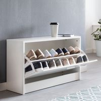 Schuhbank Schuhkipper Holz Flurbank Schuhschrank Sitzbank Flur 80 cm Bank – Ansicht 1
