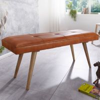 Gepolsterte Sitzbank 120cm Echtleder Braun Polsterbank Garderobenbank Flurbank – Ansicht 1