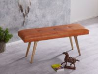 Gepolsterte Sitzbank 120cm Echtleder Braun Polsterbank Garderobenbank Flurbank – Ansicht 4