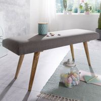 Gepolsterte Sitzbank 120cm Stoff Grau Polsterbank Garderobenbank Flurbank Bank – Ansicht 1