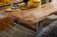 Couchtisch Akazie Massiv 115cm rechteckig Wohnzimmertisch Baumkante Kufengestell – Ansicht 5