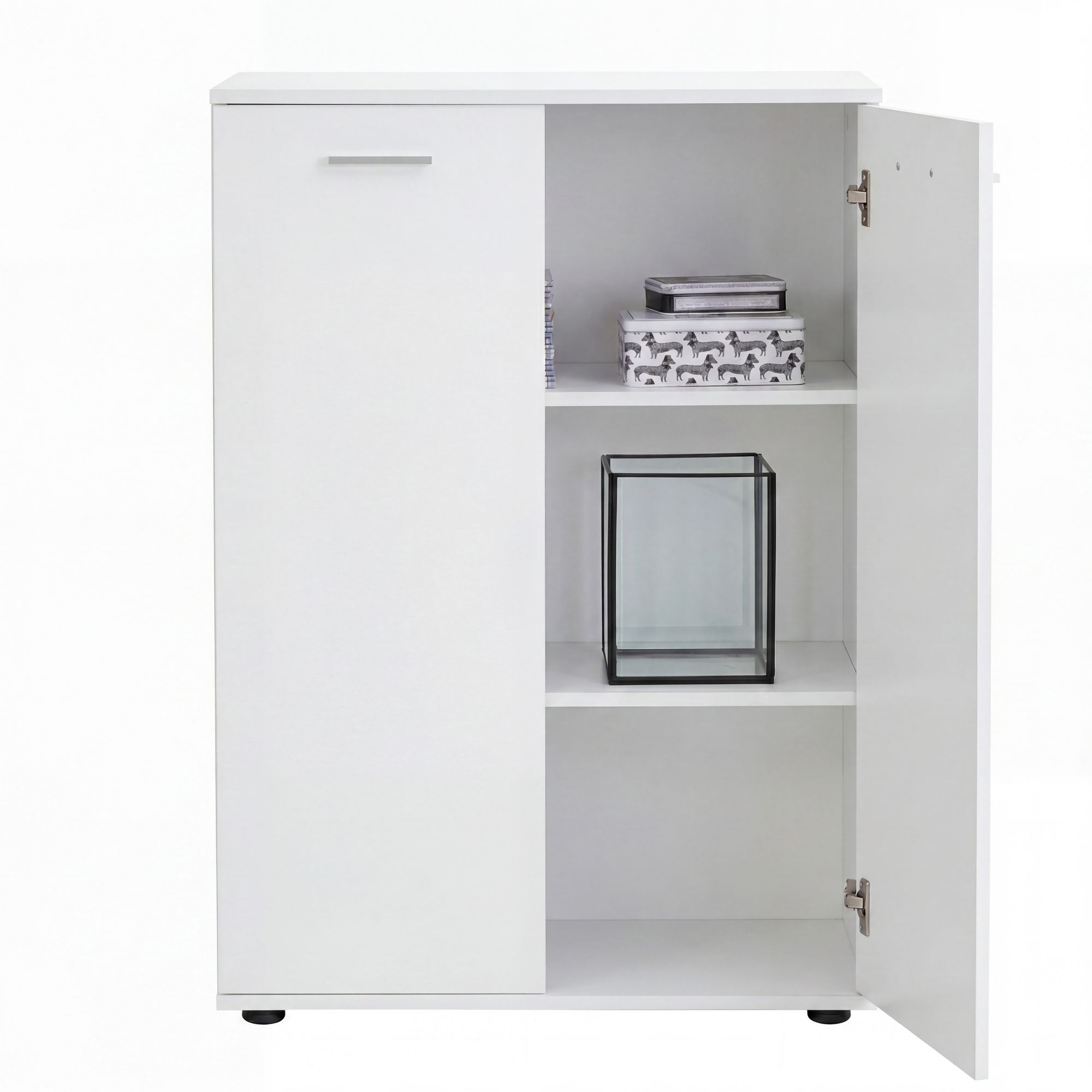 Sideboard 70cm weiß mit 2 Türen und Einlegeböden Kommode für Ordner Aktenschrank modern – Ansicht 6
