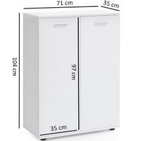 Sideboard 70cm weiß mit 2 Türen und Einlegeböden Kommode für Ordner Aktenschrank modern – Ansicht 3