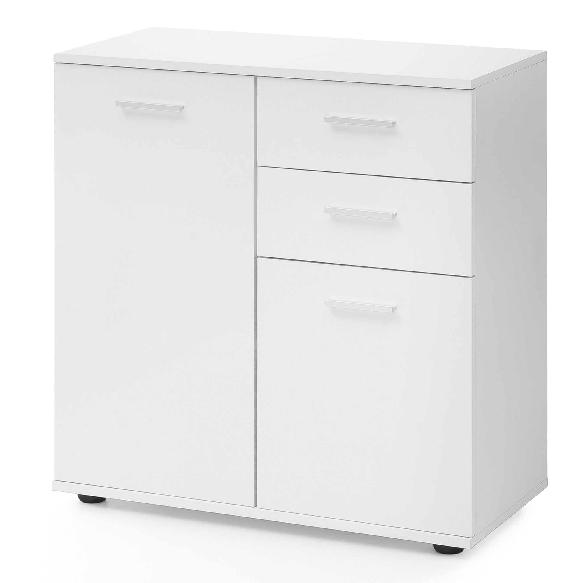 FineBuy Kommode mit Türen & Schubladen 71 x 78 x 35,5 cm Schrank Holz, Flurschrank modern, Mehrzweckschrank klein, Anrichte Sideboard matt, Kommodenschrank Flurmöbel | Farbe: Weiß