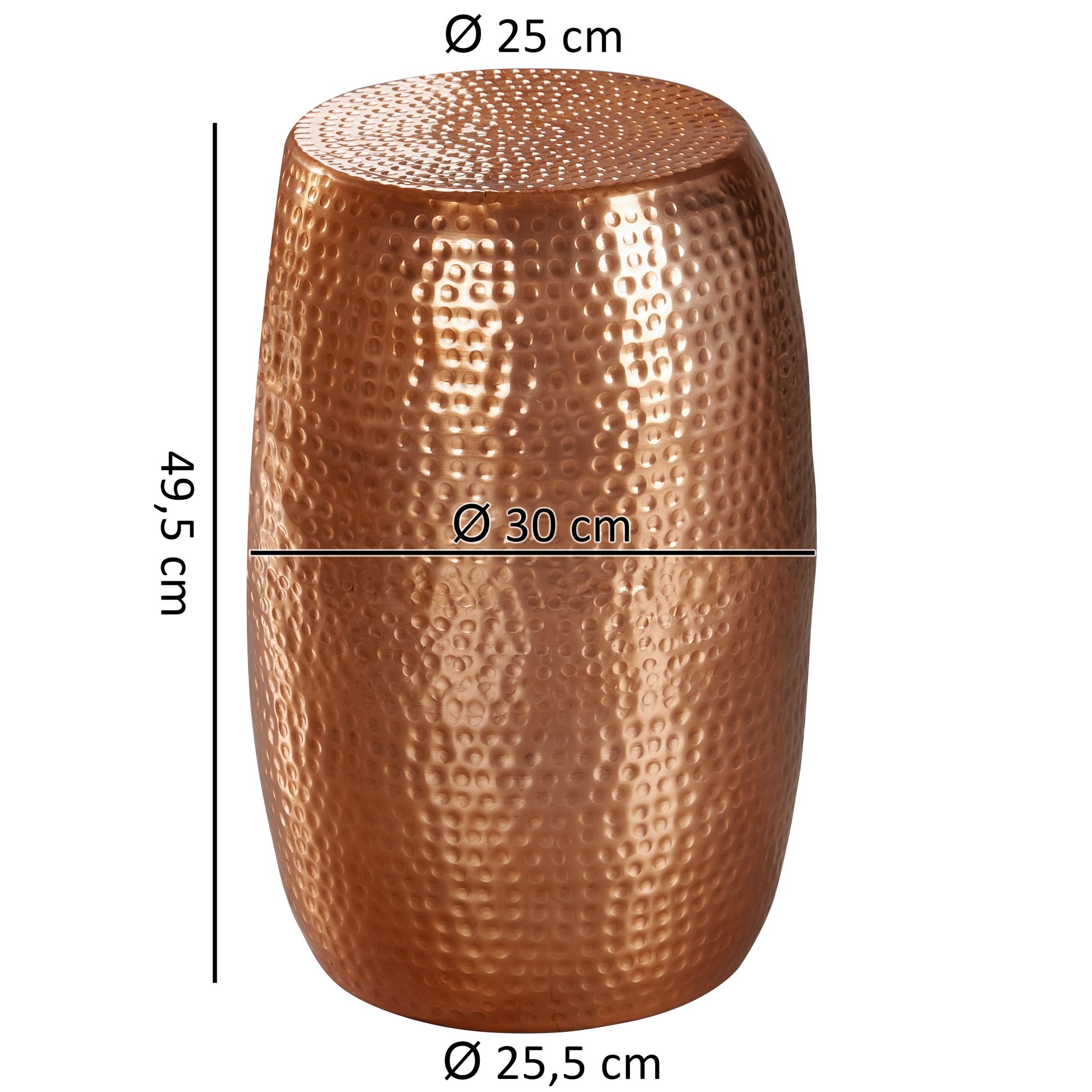 FineBuy Design Beistelltisch rund 30 cm Metall - Orientalischer Wohnzimmertisch Hammerschlag Aluminium - Kleiner Couchtisch - Moderner Dekotisch Alu | Farbe: Gold