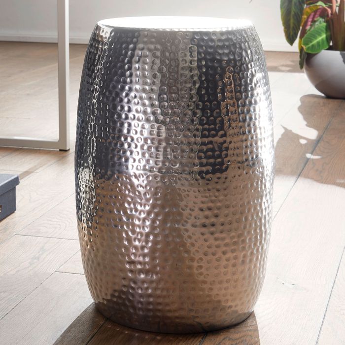 FineBuy Beistelltisch Dekotisch Metall Ablagetisch klein Hammerschlag rund