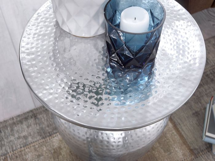 FineBuy Beistelltisch Ø 36,5 cm Tisch Alu Couchtisch Wohnzimmertisch Ablagetisch – Maßzeichnung