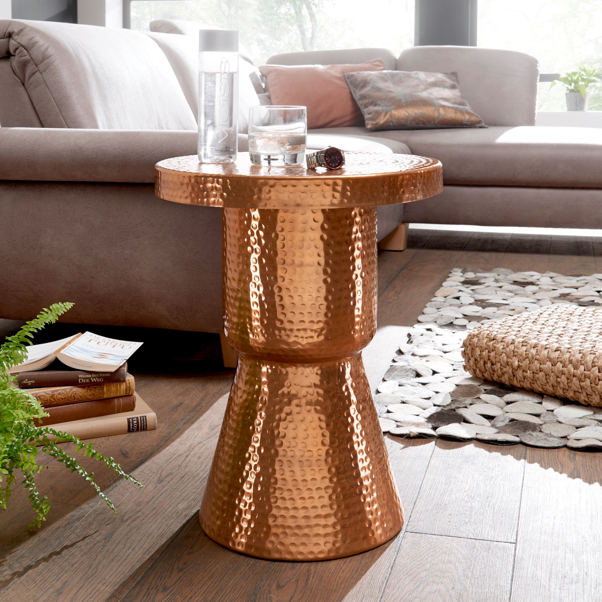 FineBuy Beistelltisch rund 43 cm Metall - Orientalischer Design Wohnzimmertisch Aluminium - Hammerschlag Alu kleiner Couchtisch - Dekotisch | Farbe: Gold FineBuy Beistelltisch rund 43 cm Metall - Orientalischer Design Wohnzimmertisch Aluminium - Hammerschlag Alu kleiner Couchtisch - Dekotisch | Farbe: Gold