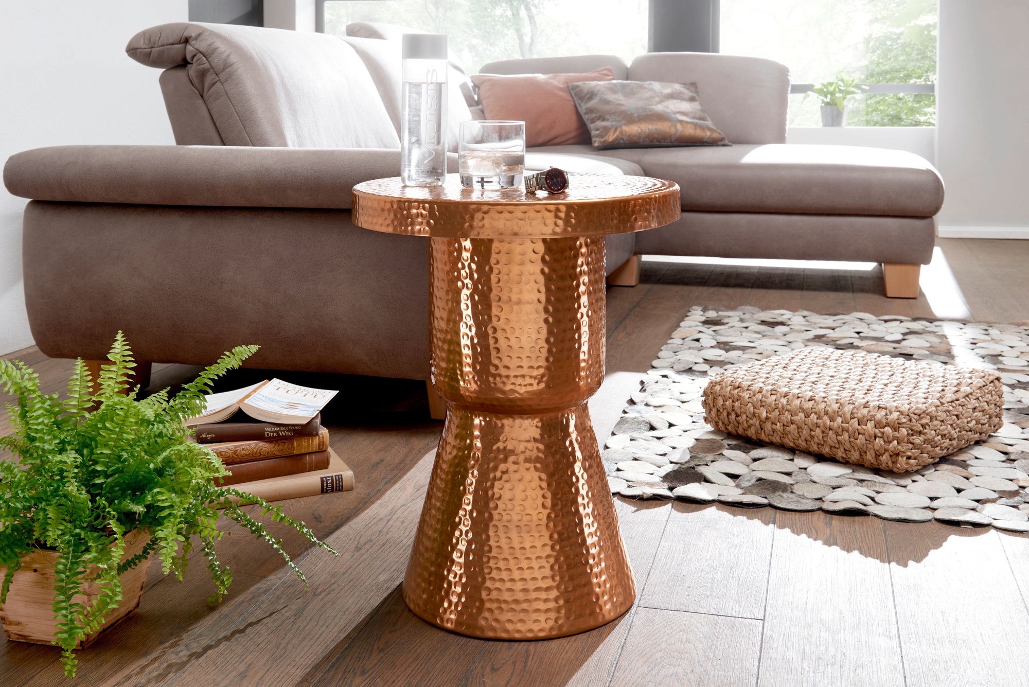 FineBuy Beistelltisch rund 43 cm Metall - Orientalischer Design Wohnzimmertisch Aluminium - Hammerschlag Alu kleiner Couchtisch - Dekotisch | Farbe: Gold FineBuy Beistelltisch rund 43 cm Metall - Orientalischer Design Wohnzimmertisch Aluminium - Hammerschlag Alu kleiner Couchtisch - Dekotisch | Farbe: Gold