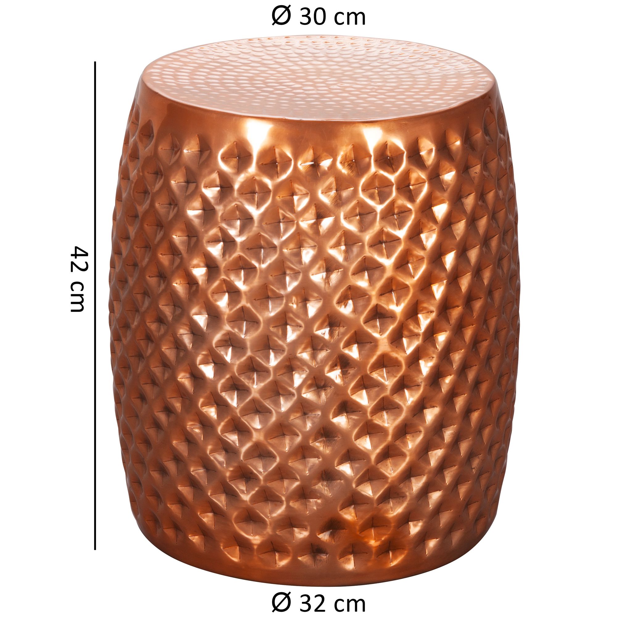 FineBuy Design Beistelltisch rund 32 cm Metall - Orientalischer Wohnzimmertisch Hammerschlag Aluminium - Kleiner Couchtisch - Moderner Dekotisch Alu | Farbe: Gold