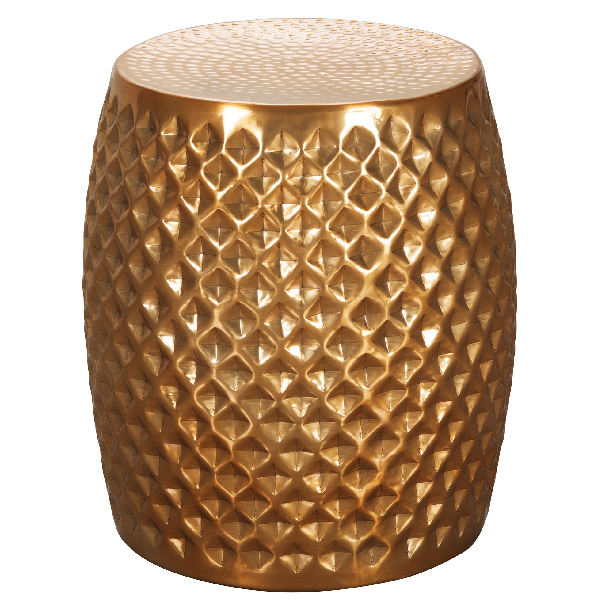 FineBuy Design Beistelltisch rund 32 cm Metall - Orientalischer Wohnzimmertisch Hammerschlag Aluminium - Kleiner Couchtisch - Moderner Dekotisch Alu | Farbe: Gold