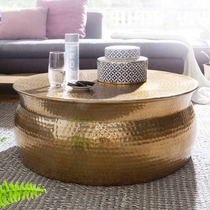 FineBuy Couchtisch Wohnzimmertisch Sofatisch rund Hammerschlag Loungetisch