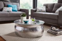 FineBuy Couchtisch Wohnzimmertisch Sofatisch rund Hammerschlag Loungetisch – Ansicht 2