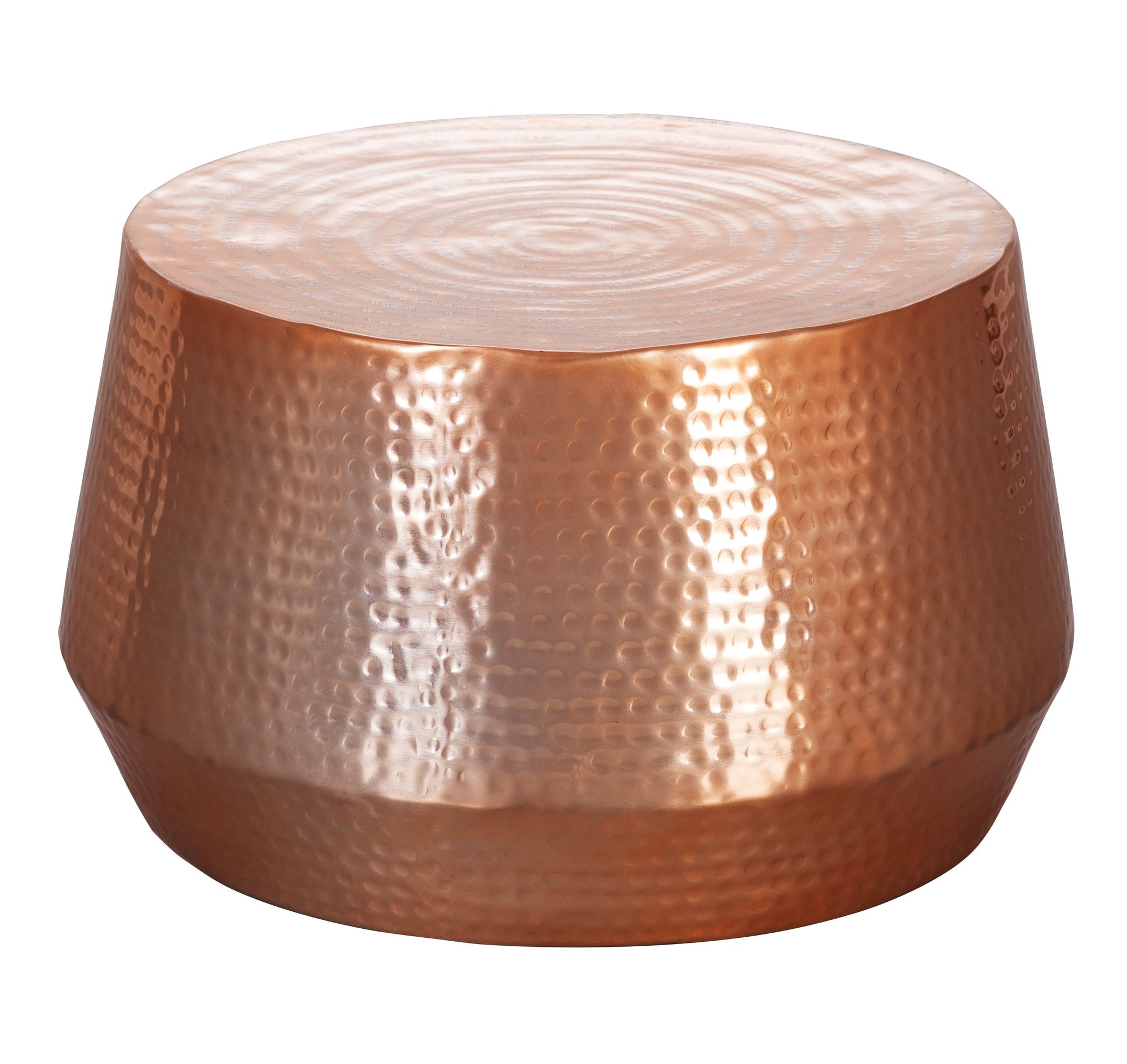 FineBuy Design Couchtisch rund 60 cm aus Metall - Handgefertigter Aluminium Wohnzimmertisch Hammerschlag - Orientalischer Alu Beistelltisch | Farbe: Gold