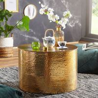 FineBuy Couchtisch Ø 61 cm Wohnzimmertisch Sofatisch Hammerschlag Stubentisch – Ansicht 1